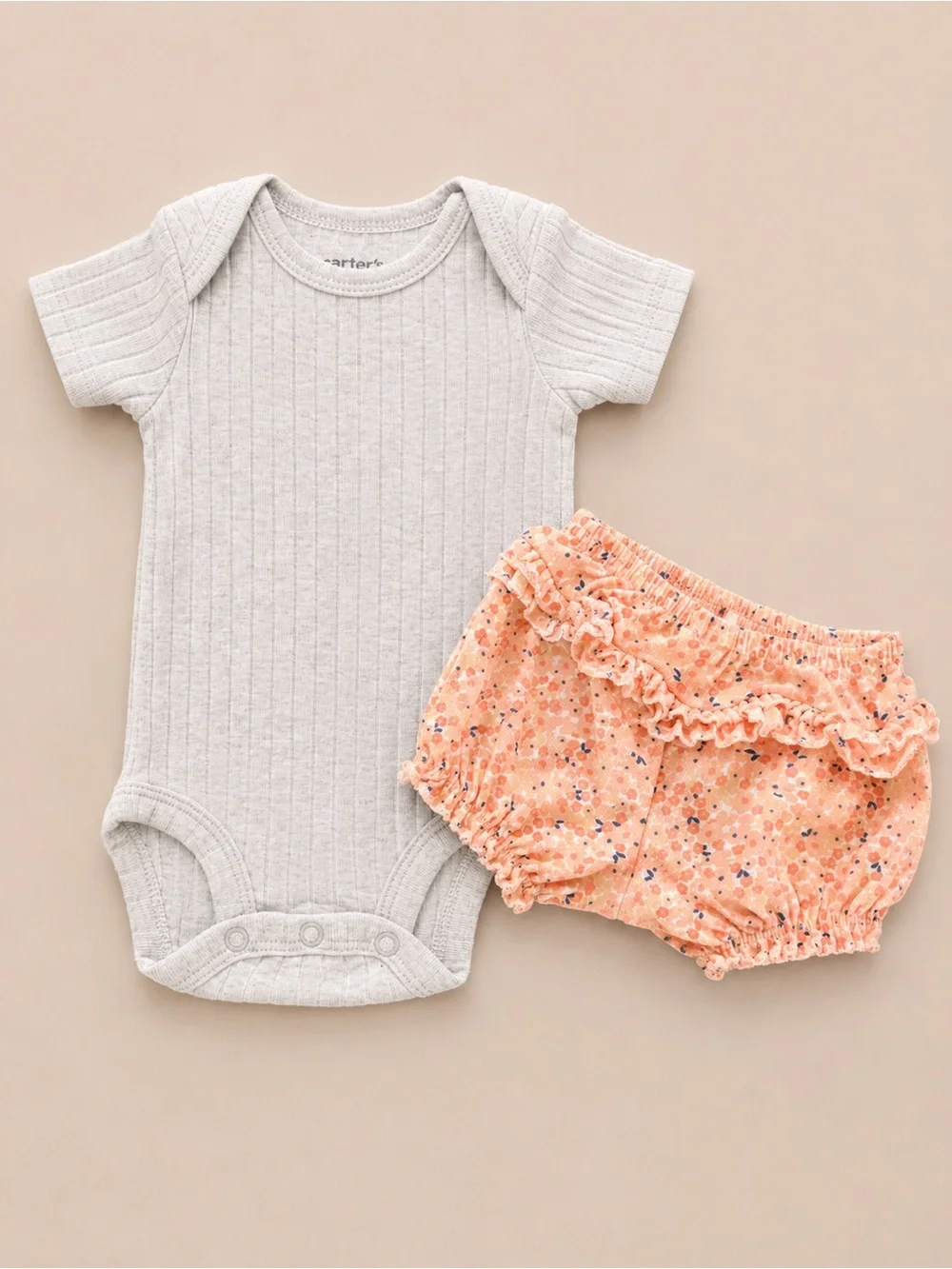 Baby Cat & Jack - Overall Romper W/ Flower Print (Cotton & Modal) - NB